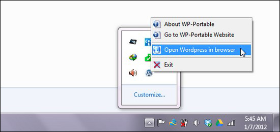 buka wordpress portable di browser