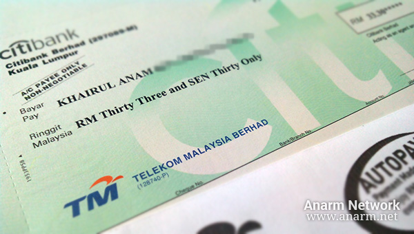 Cek pemulangan baki kredit Telekom Malaysia (TM)